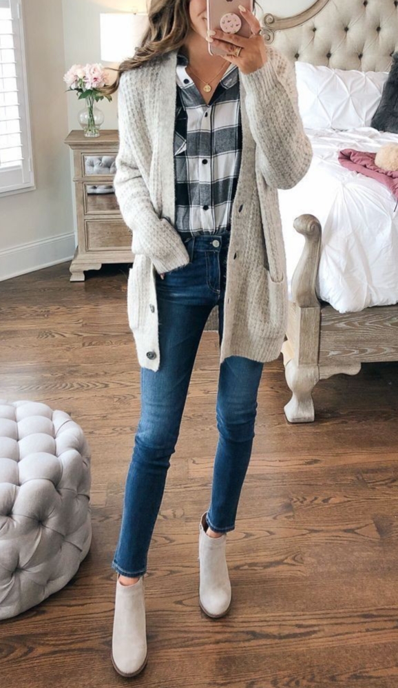 21 Simple Casual Fall Outfit With Oversize Cardigan